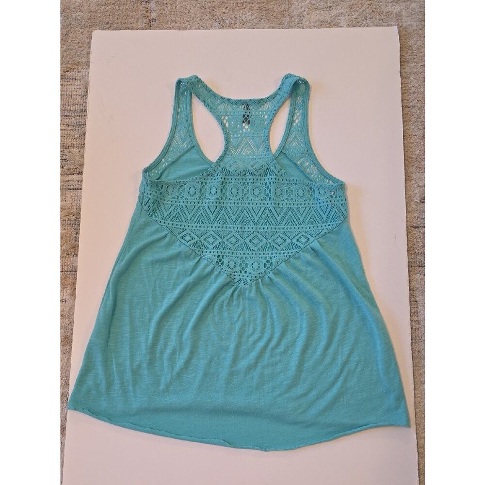 Vanity Mint Green Crochet Lace Racerback Lettuced Edge Tank Womens M Y2K Vibes - Picture 3 of 13